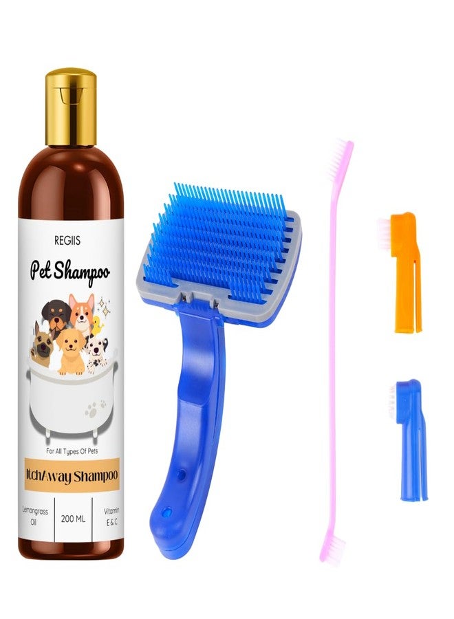 شامبو للحيوانات الأليفة بزيت عشبة الليمون وفيتامين E وC، تركيبة مضادة للحكة لجميع أنواع الحيوانات الأليفة، 200 مل (عبوة من 3) - Image 1